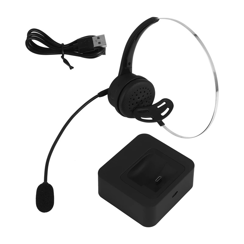 

Wireless Bluetooth Headset With Mic, Charging Base, Hi-Fi Noise Cancelling Headphones For PC And Laptop