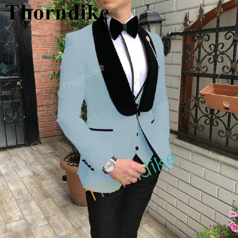 Thorndike-terno elegante do smoking dos homens, conjunto de 3 peças, rosa vermelha, baile, casamento, casaco blazer, calças fantasia, Homme, 2pcs