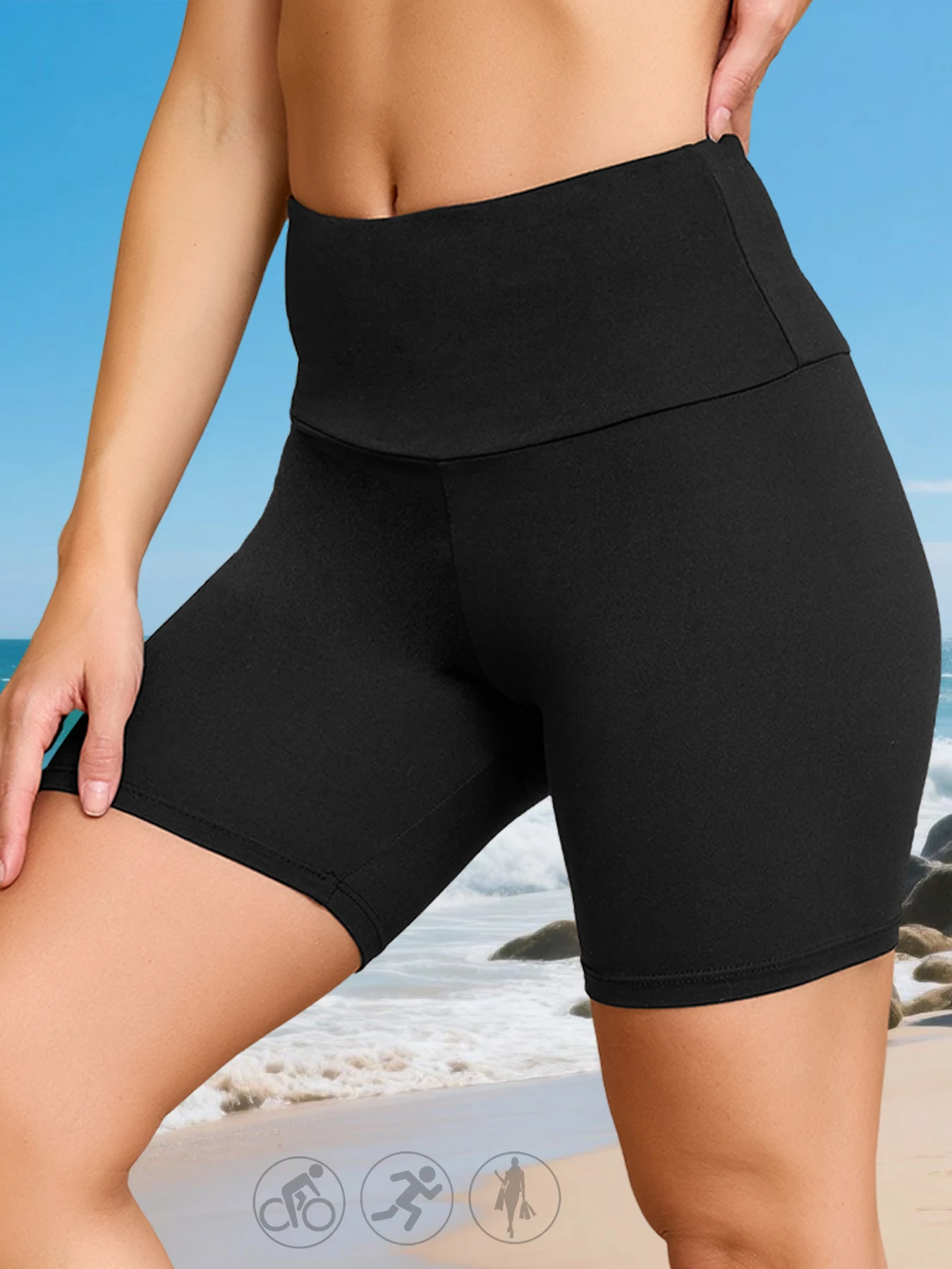 

Plus Size Women's High Waisted Biker Shorts Super Soft Tummy Control No See Through Workout Yoga Shorts Running Athletic Shorts