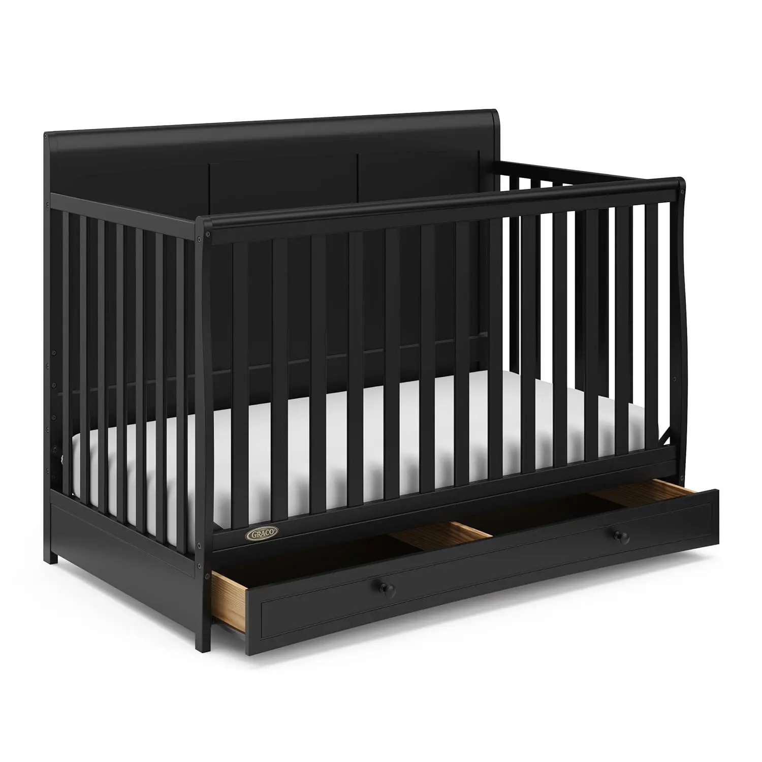 Graco ashville 4-in-1 Convertible Crib dengan laci (hitam)-GREENGUARD bersertifikat emas, boks dengan laci Combo, ukuran penuh