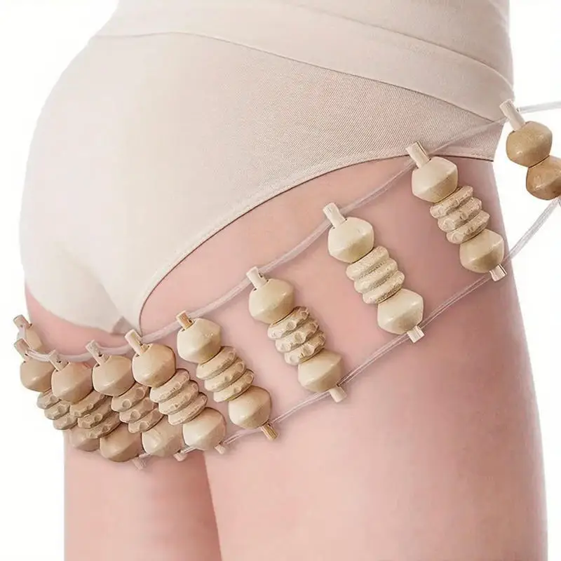 

1 Pc Wooden Therapy Massage Tool Back Massager Roller Rope For Body Shaping Pain Relief Wooden Treatment