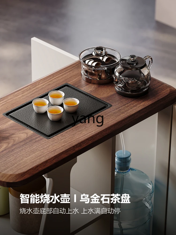 LTT black walnut tea table office home brewing tea solid wood Italian light luxury tea table