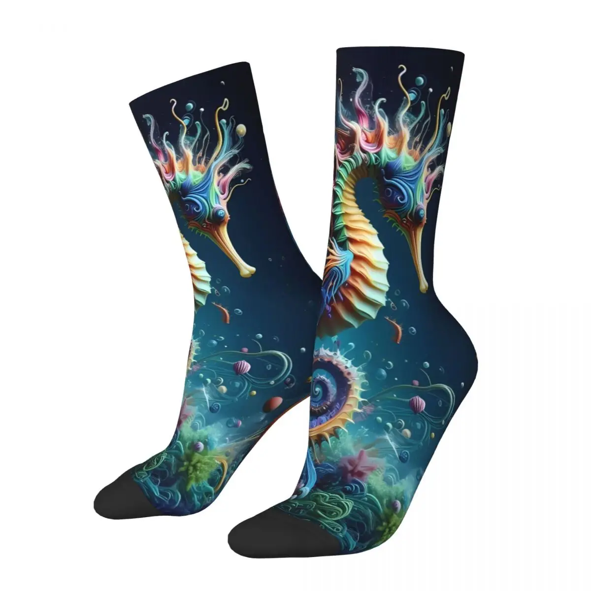 Sea Horse Sock Printed Man Polyester