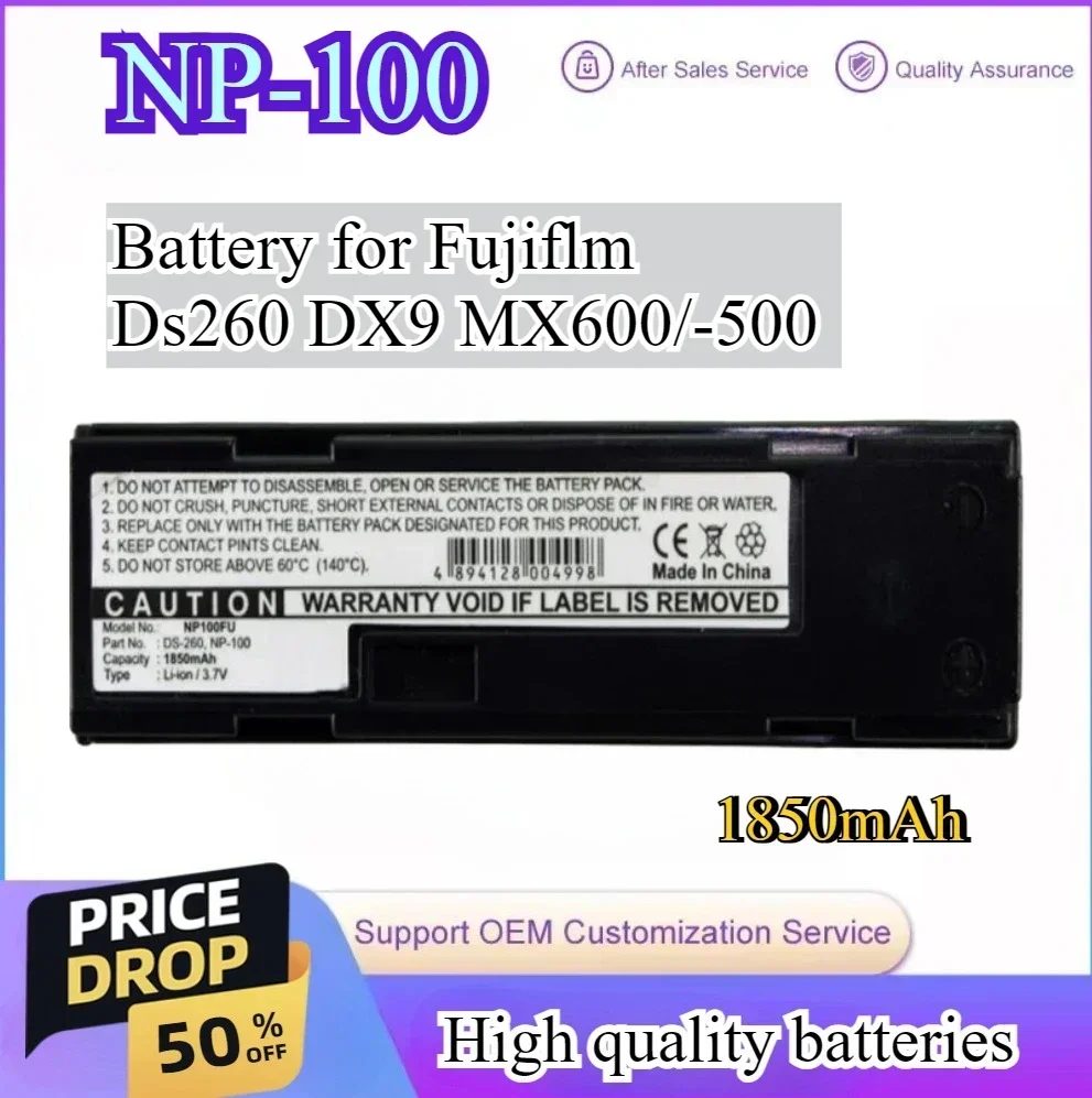 

1850mAh Camera Battery for Fujifilm DS260 DX-9 MX-500 600 600X 600Z 700 MX-600 Zoom FINEPIX MX-600 Camera NP-100 Battery