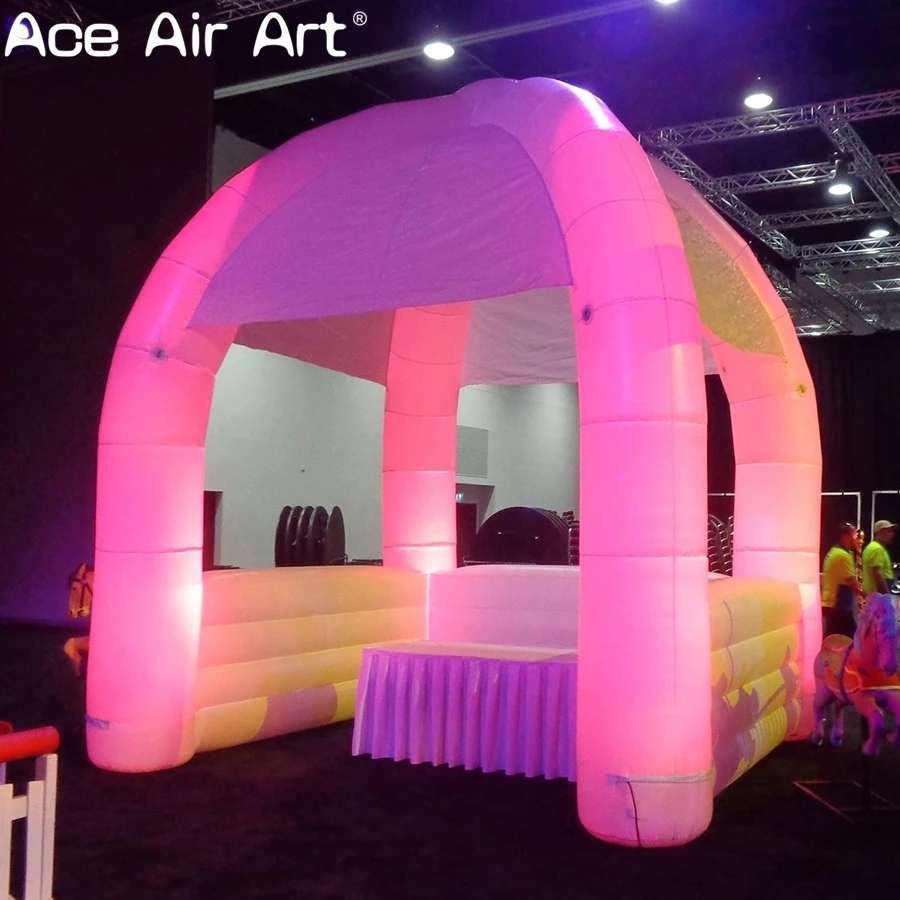 LEDライト付きインフレータブル展示会カウンターテント（夜間受付用）インフレータブル販売ブース屋外ポータブルブース
