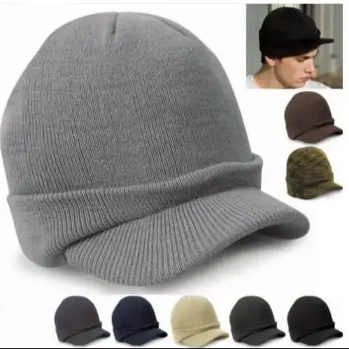 Fashion Men And Women Woolen Knitted Hat Warm Duck Tongue Hat Autumn And Winter Big Brim Hat Versatile Woolen Cap Hot