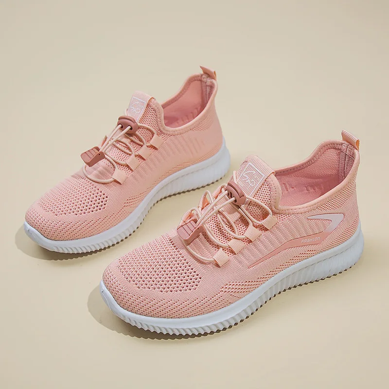 2024 new casual fashion running shoes knitted breathable women's shoes soft sole trend sports shoes