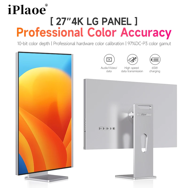 

27" 4K UHD Matte IPS Monitor for MacBook, 97% DCI-P3, USB-C 65W Power Delivery, Adjustable Stand, All-Metal Body