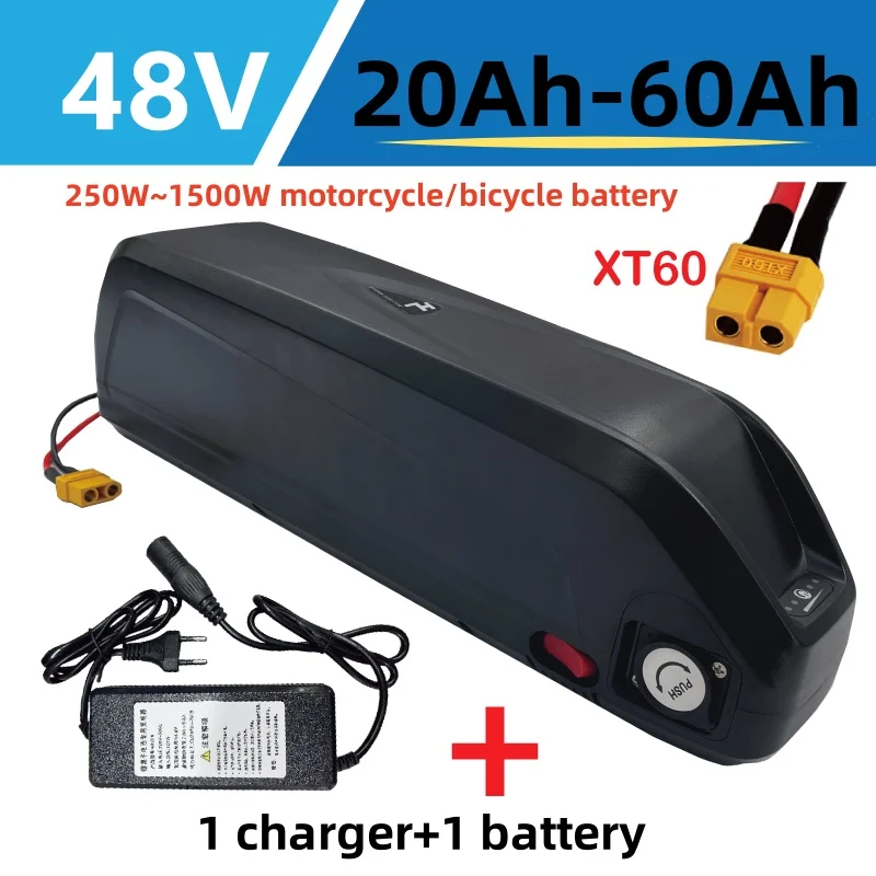 2024 5-hole 48V 20Ah-60Ah 250W~1500W motorcycle/bicycle waterproof lithium battery Citycoco Scooter 18650 battery pack+charger