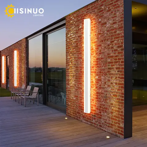 LED Long Wall Sconces Outdoor Porch Lighting Brightness by Remote Garden Garage Lamp Black Gold White Gray 85v 265v Villa Sconce