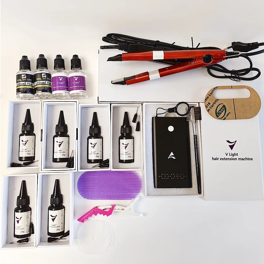 

V-Light Technology Hair Extension Machine with 6pcs Glues Hair Extension Tools Kit Set with V light Hair extension glue