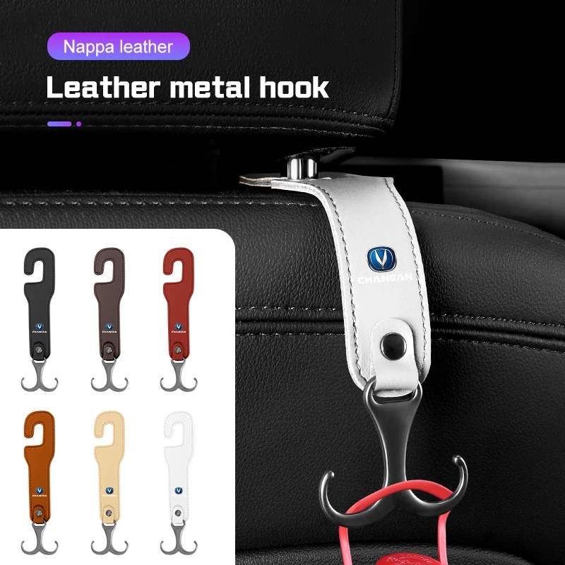 Leather Car Seat Back Hook For Changan UNIT UNIK CS35 CS55 PLUS CS75 PLUS Oshan X7 X5 Rear Seat Headrest Hook Hanger Organizer