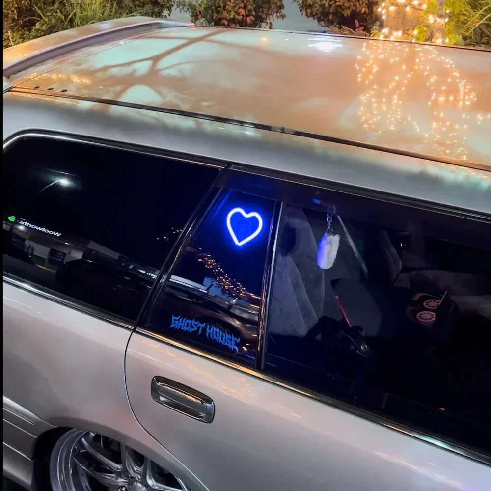 Car LED window lights interior decoration lights glowing heart atmosphere lights USB wiring car modification neon Car Decoration