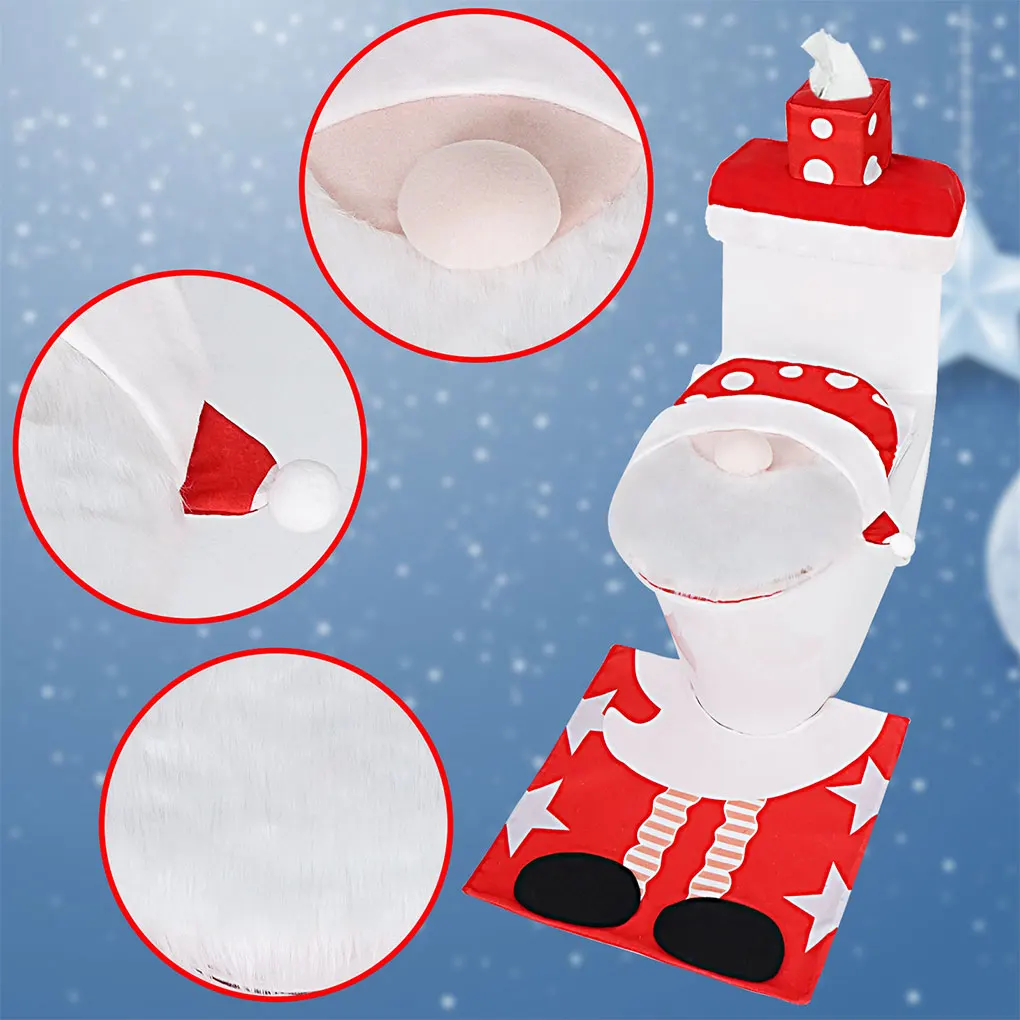 Santa Claus Christmas Toilet Seat Covers Carpet Xmas Merry Christmas Decorations For Home Bathroom Christmas New Year 2024