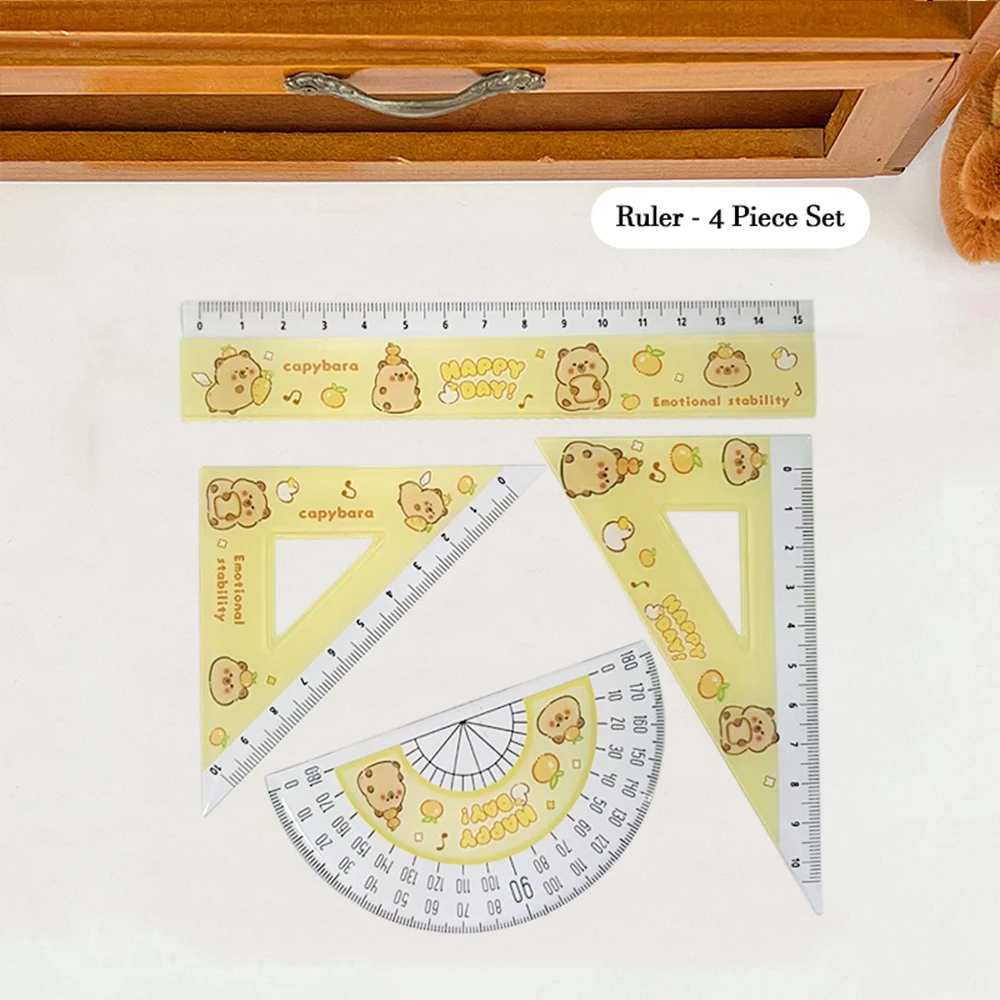 4pcs/set Rulers Drawing Tools Cute Cartoon Soft Ruler Set Office Supplies Set Student Gift