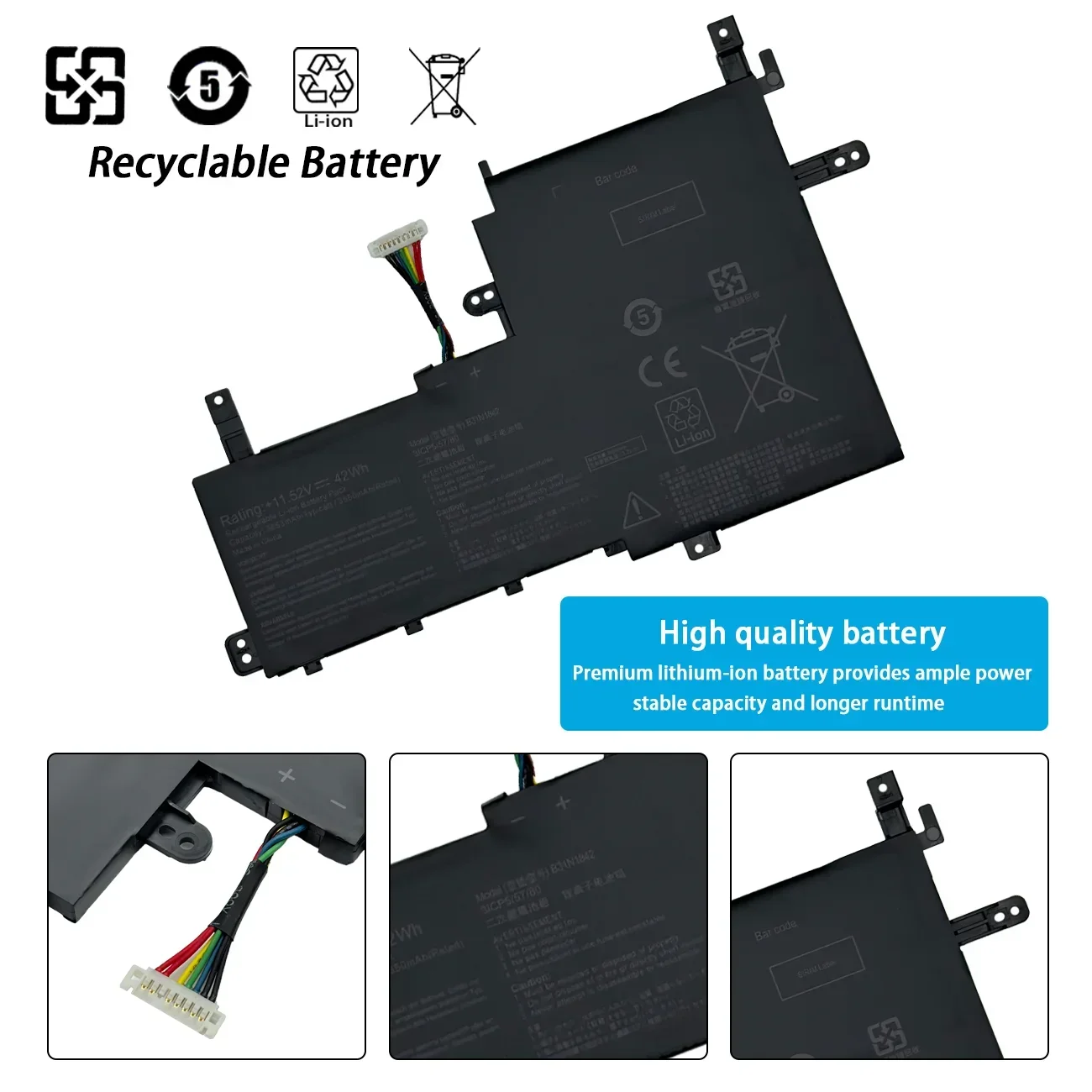 Neuer B31N1842 Laptop-Akku für ASUS VivoBook V5050E V5100E S5500F M5100U FL8800I V531F V531FL X531F X531FA S531F S531FA S531FL