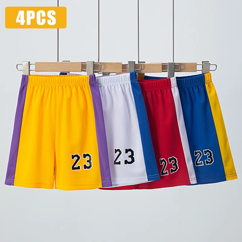 2/4Pcs Summer Children's Quick-drying Sports Suit Boys Casual Ball Sleeveless T-shirt Girls Joker Mixed Color Combination Shorts