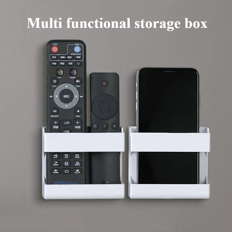 1pc Storage box remote control cell phone Multi-function wall-mounted Stickable Horizontal cell phone viewing Home organizers