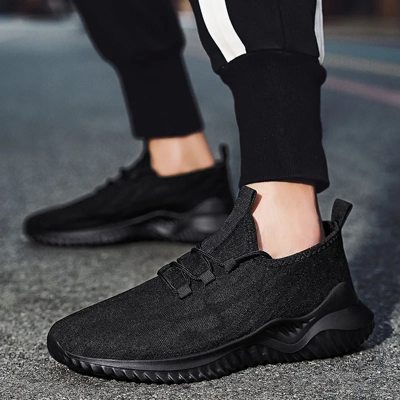 Men's Breathable Outdoor Jogging Training Hiking Sports Running Outdoor Weave Knit Lace Up Shoes Non-Slip Casual Sneakers
