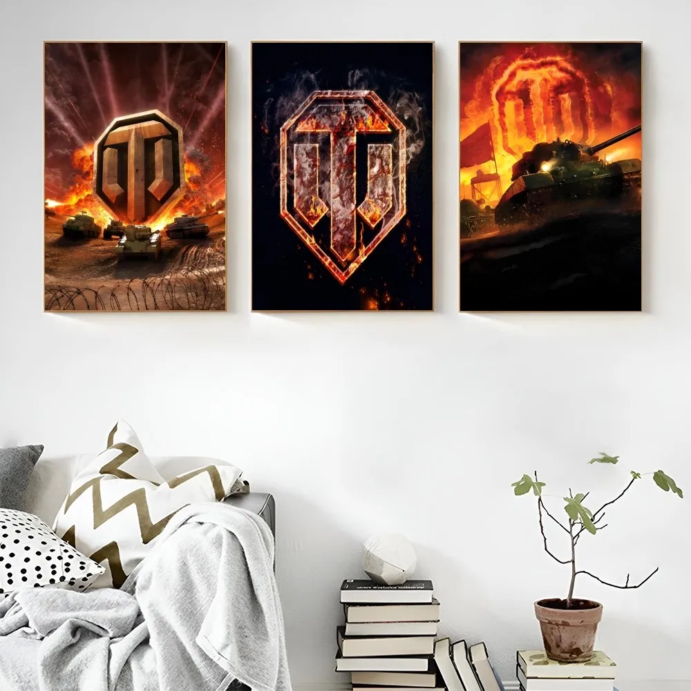 1PC World Of Tanks Poster Self-adhesive Art Waterproof Paper Sticker Coffee House Bar Room Wall Decor