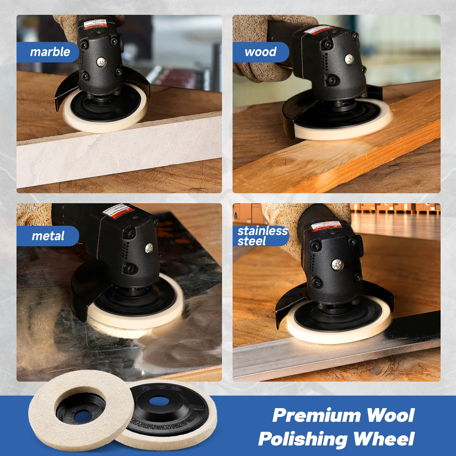 3/5/10pcs 4 pollici 100 millimetri Lana Ruota di Lucidatura Tamponi per Lucidatura Smerigliatrice Angolare Ruota Feltro Disco per Lucidatura per Metallo Marmo Vetro Ceramica