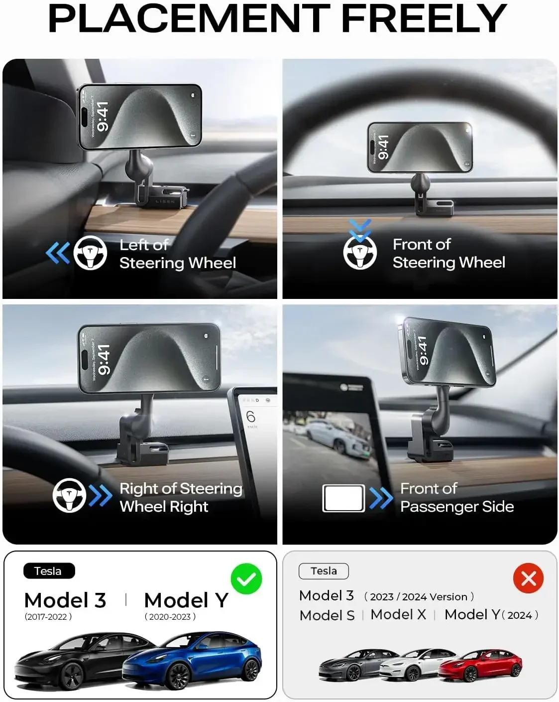 Imagem -03 - Lisen-montagem do Telefone para Magsafe Car Montagem do Telefone Nunca Bloqueando Acessórios para Tesla Model y