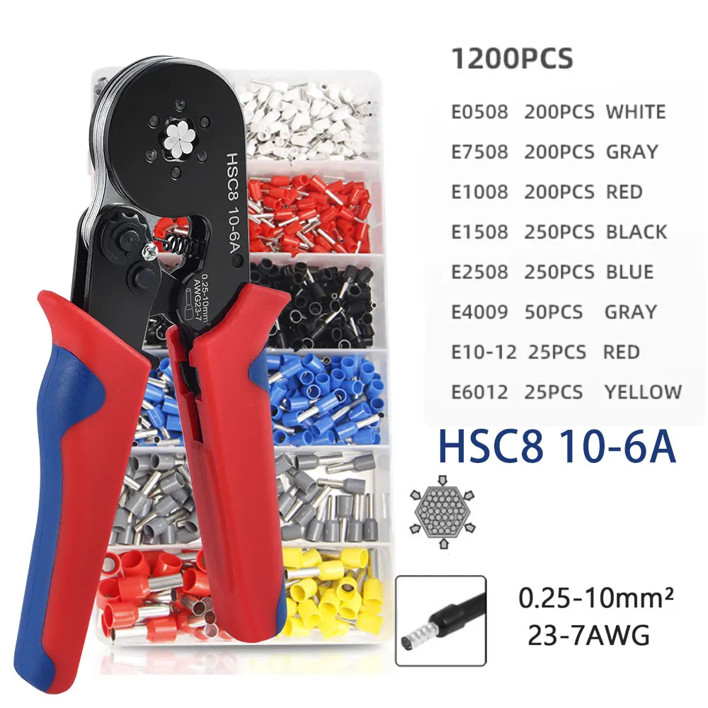 Crimping Pliers Tubular Terminal Hand Tools HSC8 6-4A Electrical Mini compression Wire crimper plier set