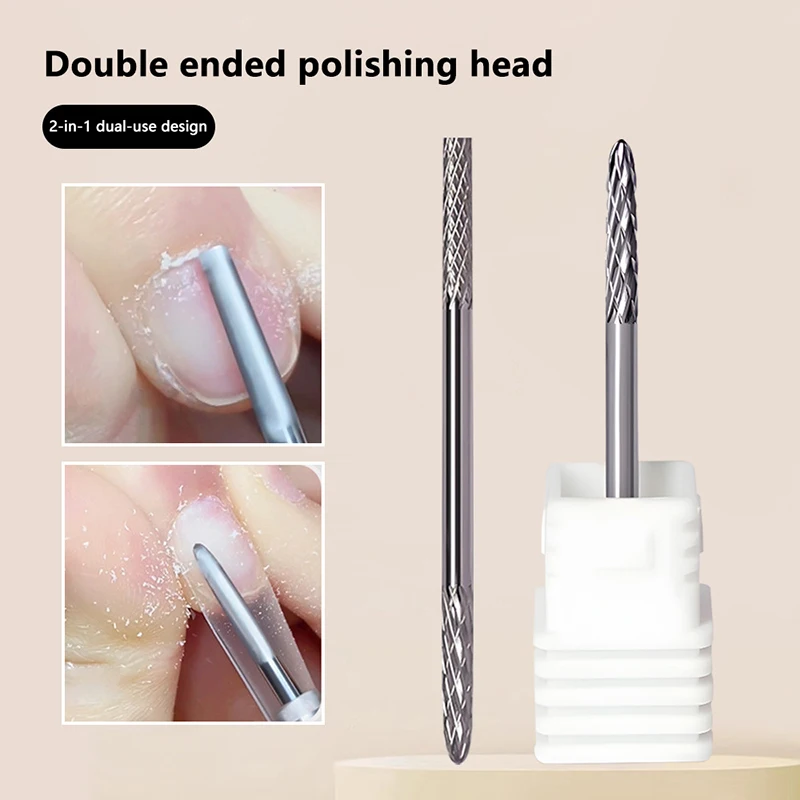 Double Heads Tungsten Carbid Nail Drill Bit 2 In 1 Milling Cutter For Nail File Nail Gel Polish Remover Electric Manicure Tools