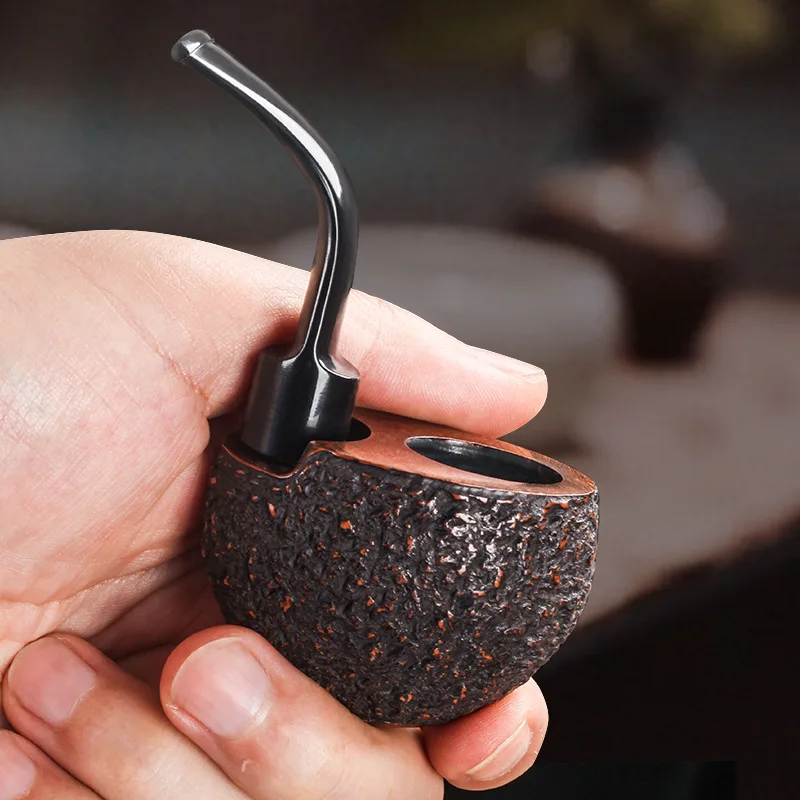 

Briar Wood Tobacco Pipe Portable Pocket Smoking Pipes 3mm Filter Smoke Freestyle Black Frosted Gift for Men