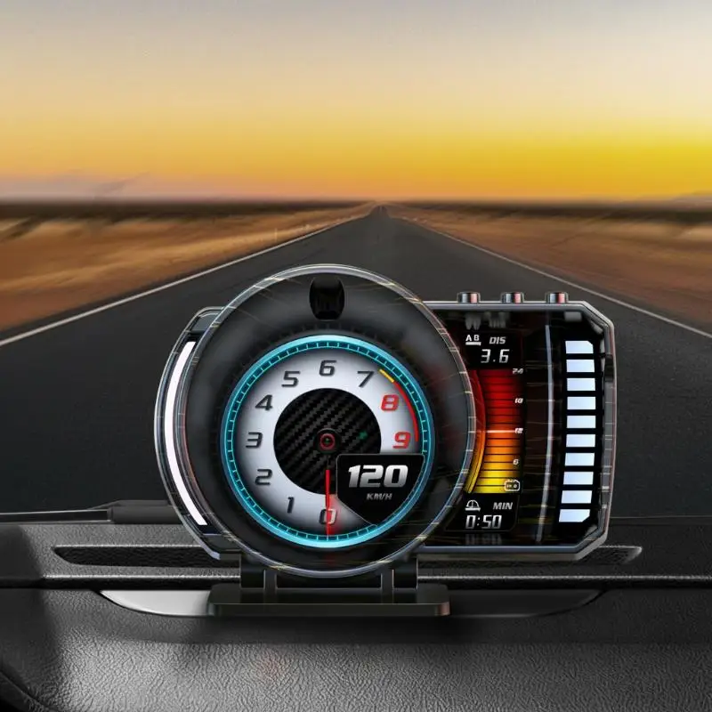 OBD2+GPS P28 HUD Head Up Display Easy Install Car Speedometer Slope Meter On-Board Computer for Drivers