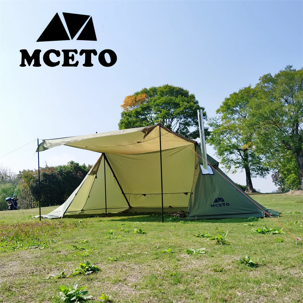 

Outdoor Windproof Camp Tent with Stove Jack 4 Season Tent Sun Shelter for Family Camping Hunting Fishing Winter Warm Tent