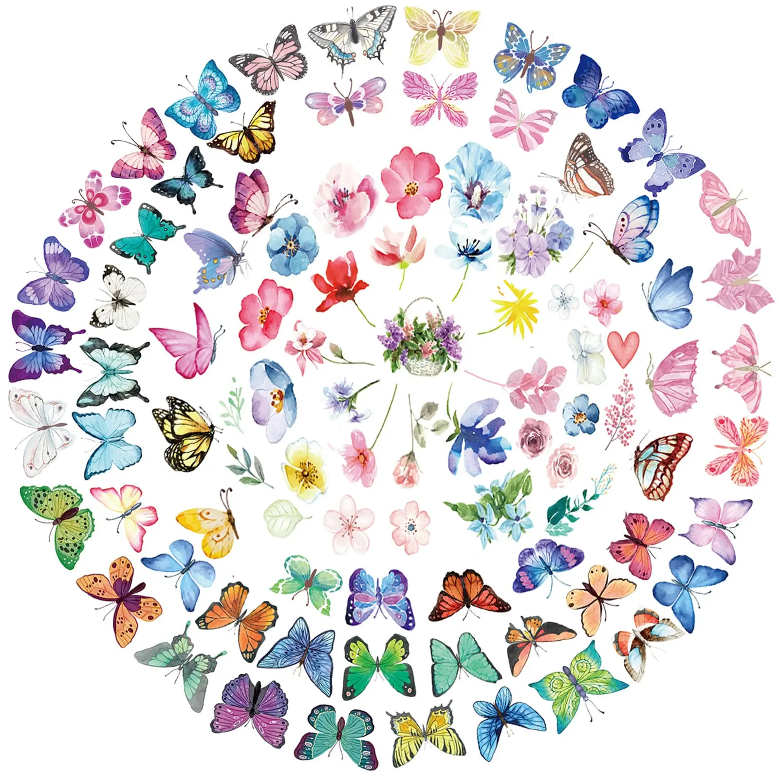 20Sheets 200Pcs Styles 3D Flowers Waterproof Tattoo Stickers Butterfly Tattoos For Girl Butterfly Birthday Party Decors Favors