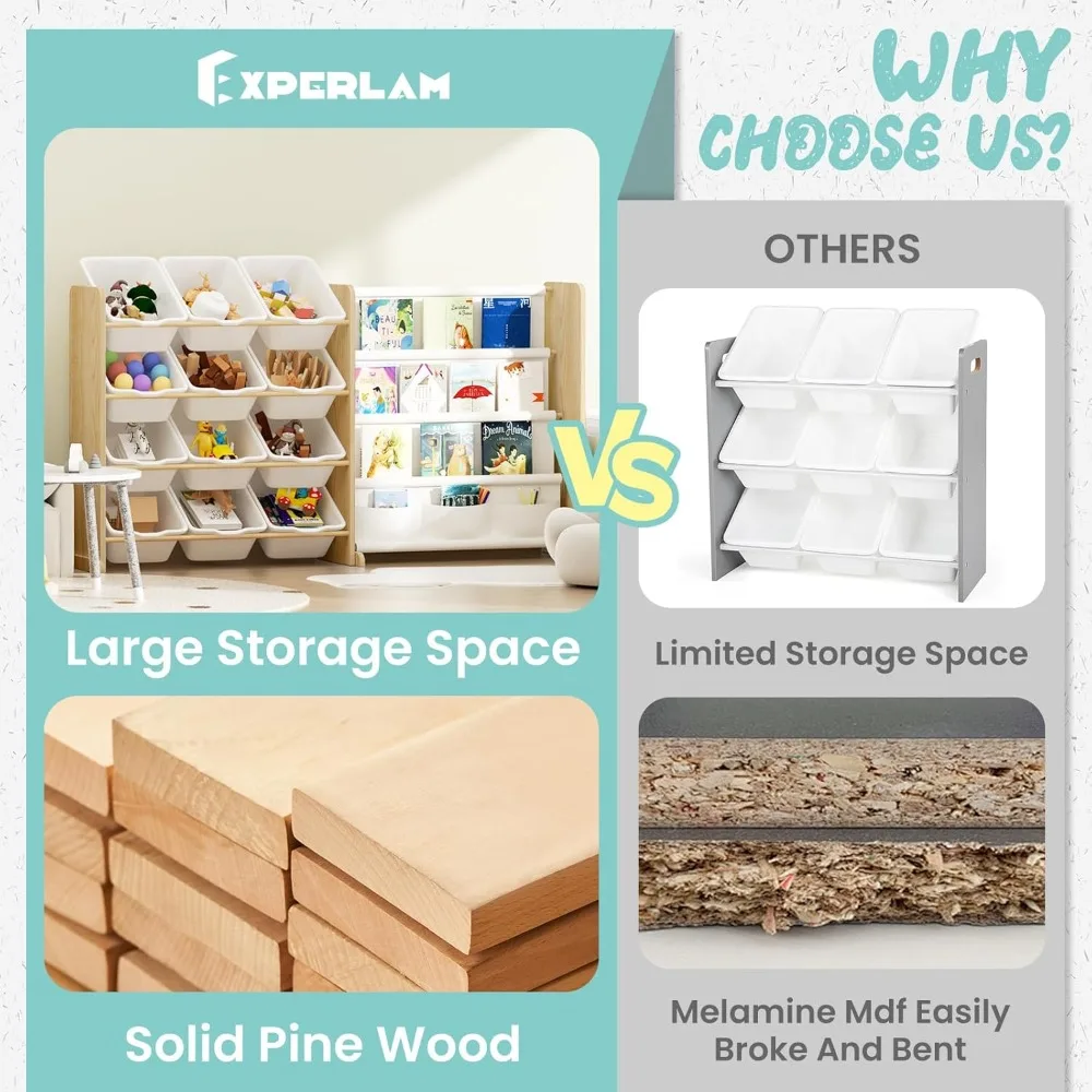 نظام تخزين ألعاب وكتب الأطفال مع 12 صندوق تخزين أبيض و4 أرفف #4