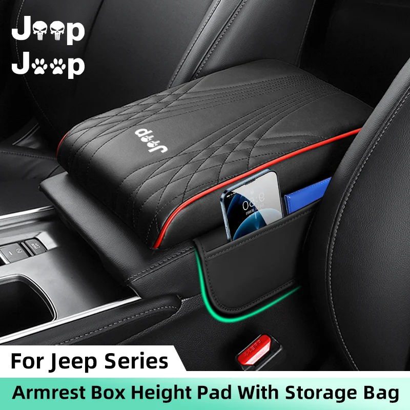 

Автомобильный подлокотник, подушка для подлокотника с сумкой для хранения, губка, подушка для подлокотника для Jeep Renegade Compass Wrangler Grand Cherokee