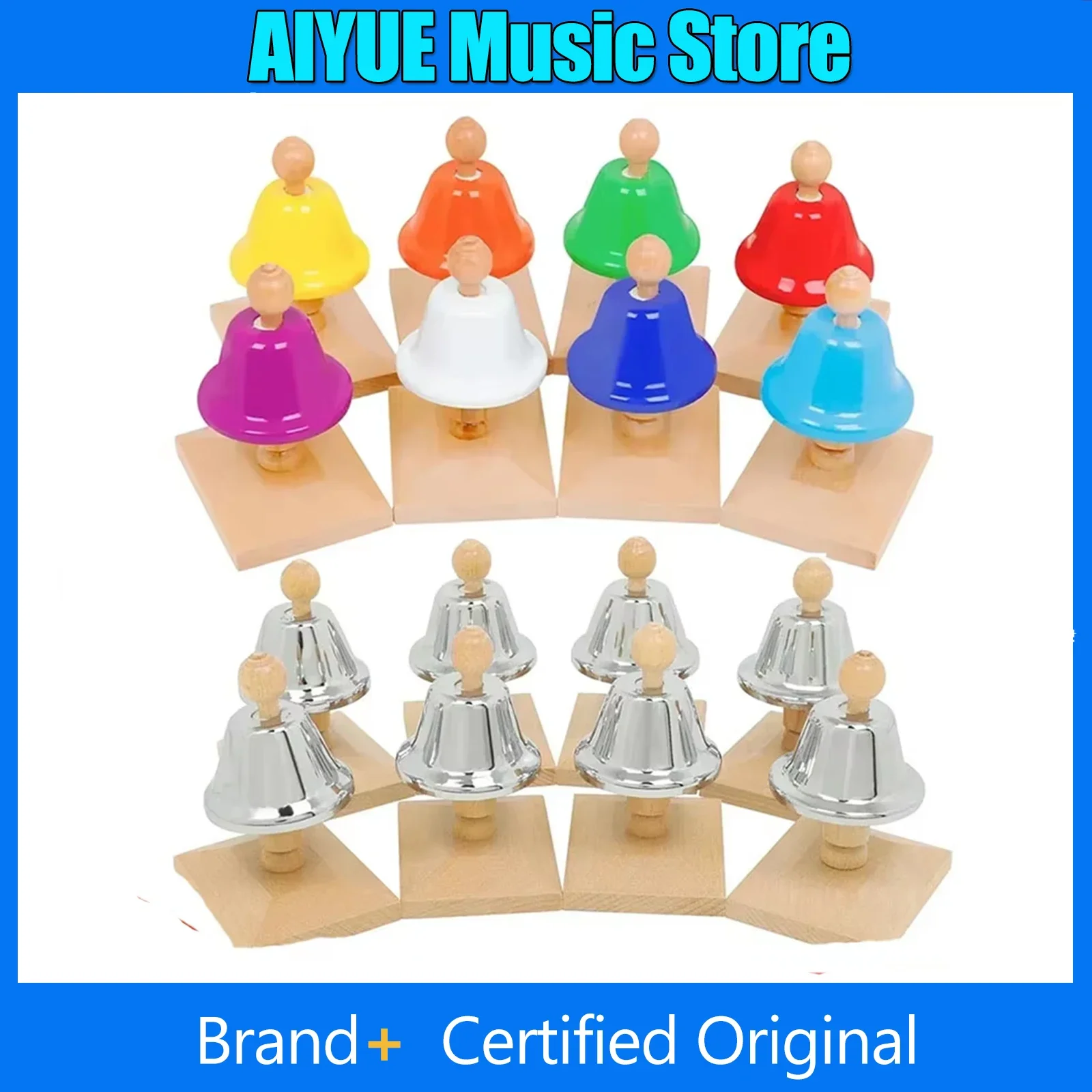 

8 Note Hand Bell Wind Desk Musical Bells Set Children Gifts Baby Early Enlightenment Education Orff Instrument with 2 Mallets