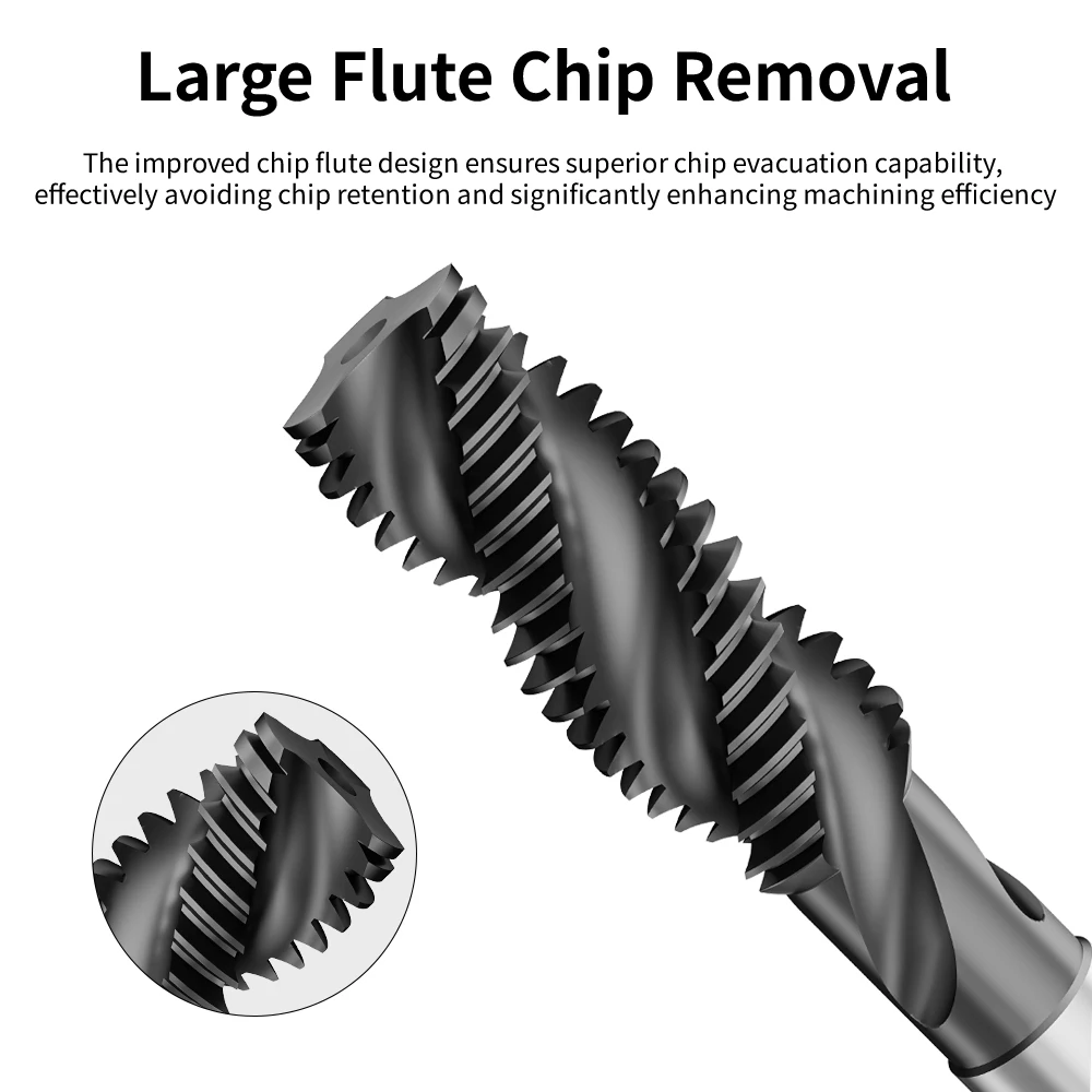 M35 Cobalt-Containing Black Nitrided Machine Tap Set, Special-Purpose Spiral Flute Taps for Stainless Steel