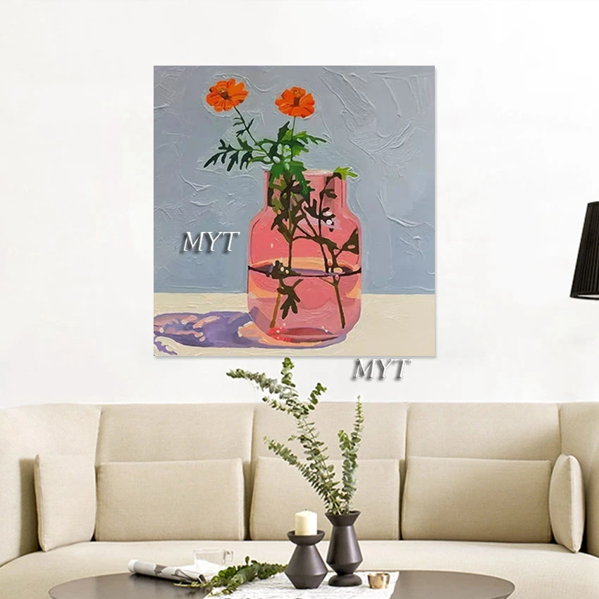 

Impressionist Still Life Canvas Picture Artwork Decor Handmade Design Art Wall Frameless，Abstract Oil Painting Flowers In Vases