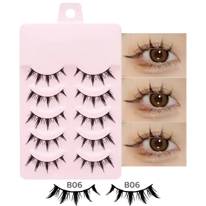 DINGSEN 5 Paar Manga-Wimpern, Augen-Wimpern, weiche, natürliche lange Wimpern, künstliche Wimpern, Anime-Wispy-Streifen, falsche Wimpern, Make-up – Detail 35
