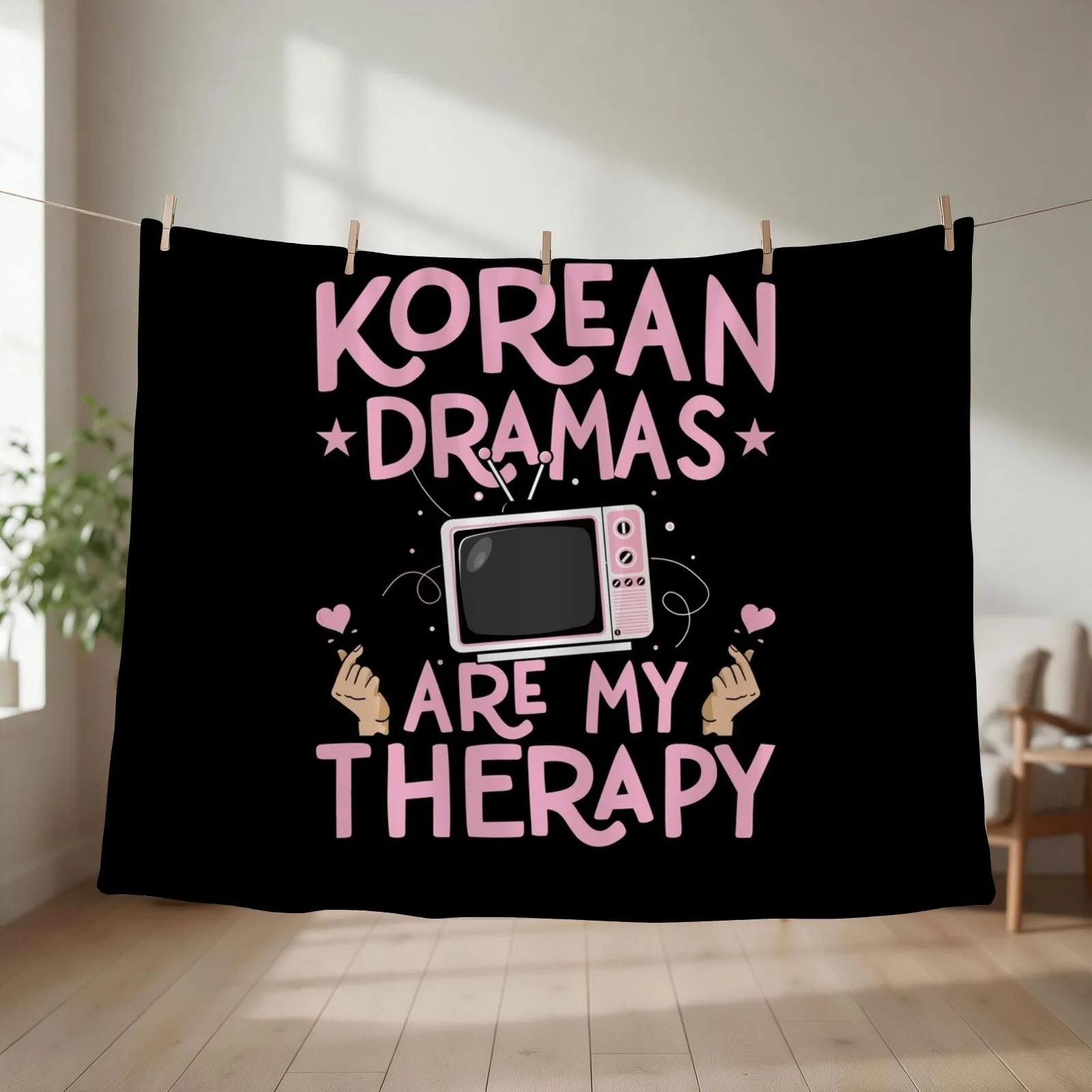 Korean Dramas Are My Therapy Shirt, K-Drama Fan Shirt, K-Drama Addict Shirt, Korean Drama Lover Korea Oppa K Drama Throw Blanket