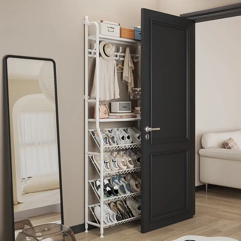 

Ультратонкая дверная простая полка для обуви, подвесная встроенная полка для одежды, цельнометаллическая вешалка для обуви и шляп, подвесная сумка для двери, многослойная сумка для хранения