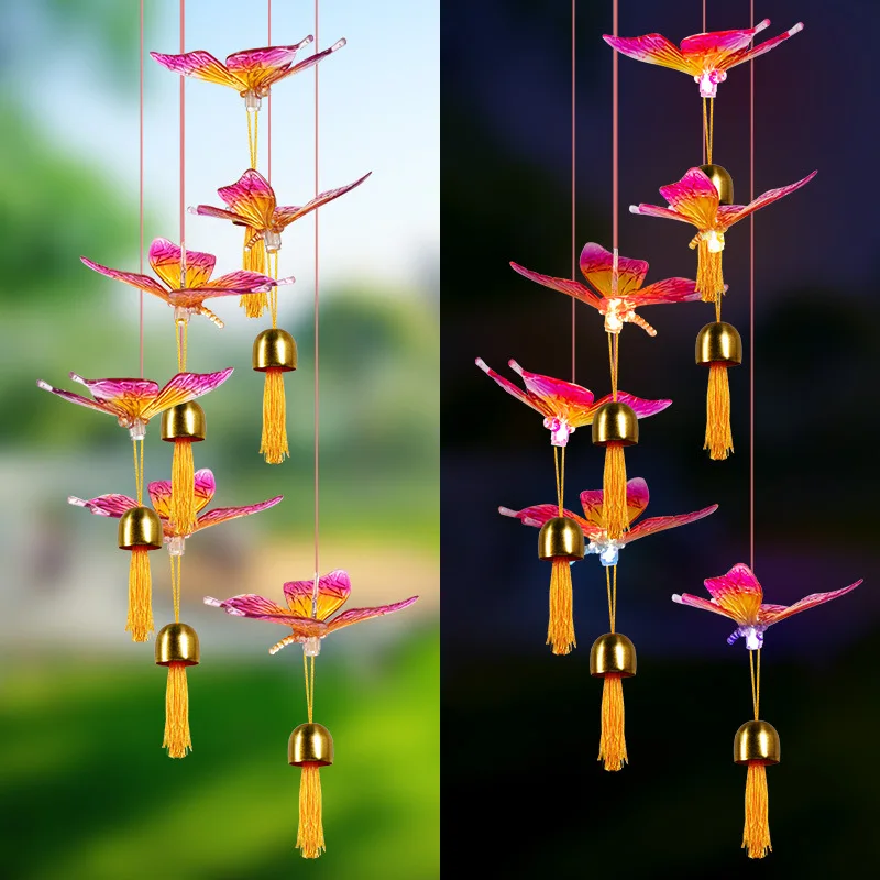 

Solar Wind Chimes Led Butterfly Hummingbird Bell Wind Chimes Indoor And Outdoor Decorative Color Luminous Wind Chimes