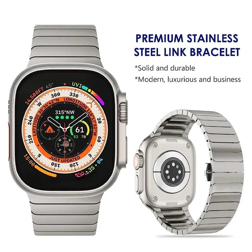 Titanium color band For Apple Watch Ultra 2 49mm 10 46mm 9 8 7 5 4 se 6 loop for iwatch 45mm 41 42 44mm stainless steel bracelet