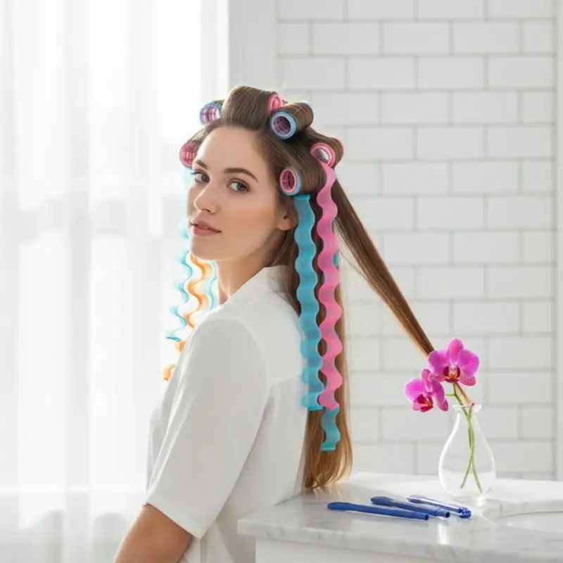 Magic Hair Curlers Spiral Set Heatless With Styling Hooks Reusable No Damage Hair Styling Rollers