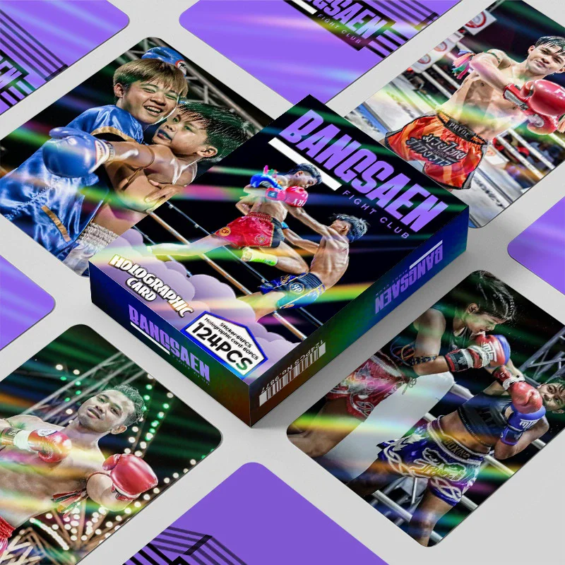 

124Pcs Holographic Laser Lomo Cards Bangsaen Fight Club Thai Boxing Muay Thai Fans Collectible Photocards with Stickers