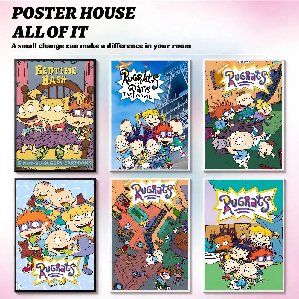 A-Angelica Pickles Rugrats Cartoon Poster Waterproof Wall Art Sticker For Bar Living Room Vintage Decor High Quality Print