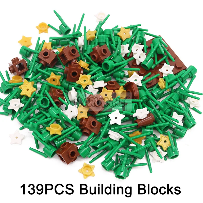 ต้นคริสต์มาสพร้อมดวงดาว139ชิ้นต้นชุดโมเดลอิฐเมือง Moc ของขวัญคริสต์มาสตกแต่งของประดับโต๊ะทำงาน