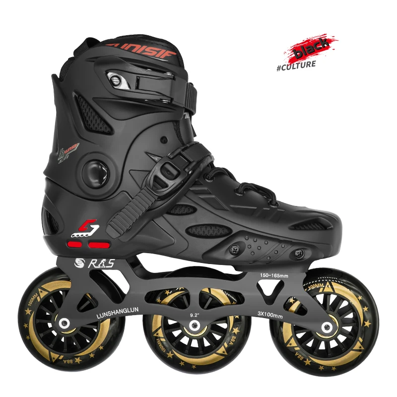 Factory Hot Sale Adult 3 Wheels Fitness Inline Skate Roller Urban Performance Slalom Hard Boot Flashing Roller