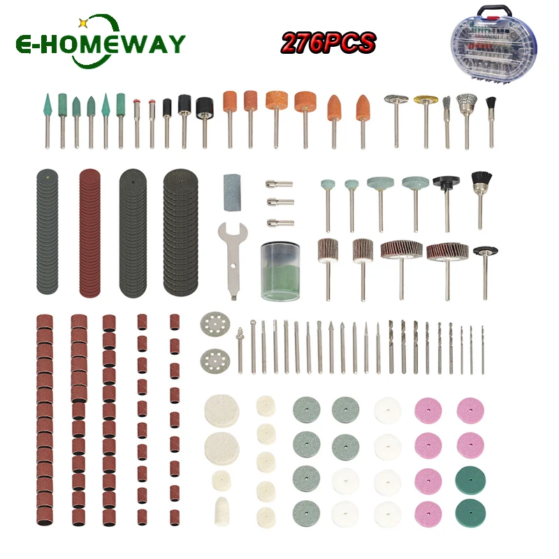 198/208/276PCS 3mm Rotary Tool Kit Bit Set For Dremel Tool Accessories for DIY Grinding Polishing Cutting Engraving