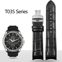 For 1853 Tissot Male T035 Leather Watchband T035627A Curved End Calfskin Watch Strap Butterfly Buckle Bracelet 22mm 23mm 24mm