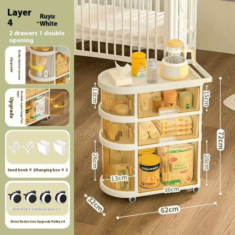 Simple Trolley Rack Baby Supplies Snack Toys Sundries Storage Rack Kitchen Living Room Mobile Multi-Layer Organizerstorage Rack